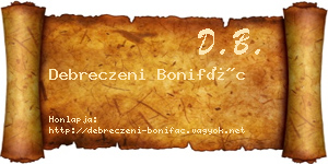 Debreczeni Bonifác névjegykártya
